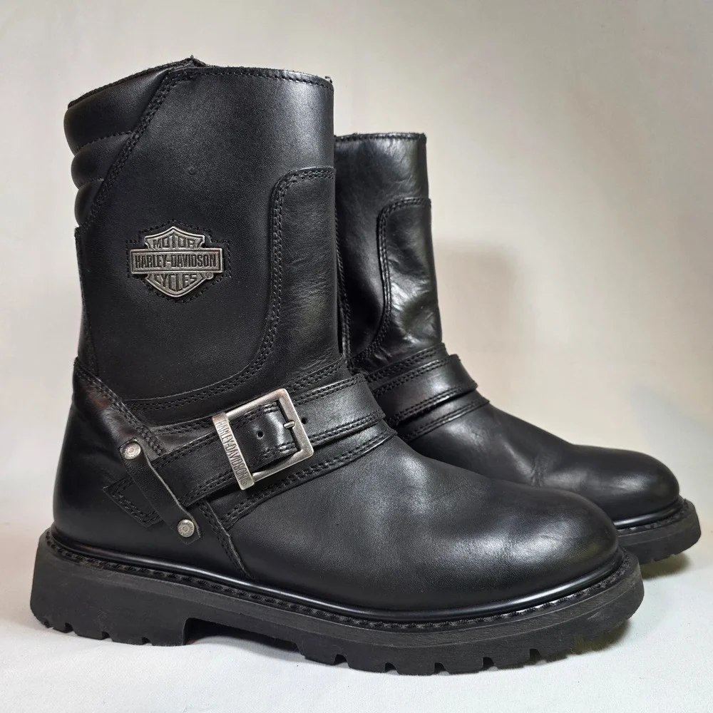 Harley-Davidson Booker Engineer Boots Black Mens 8.5M D95194 Leather Bikercore